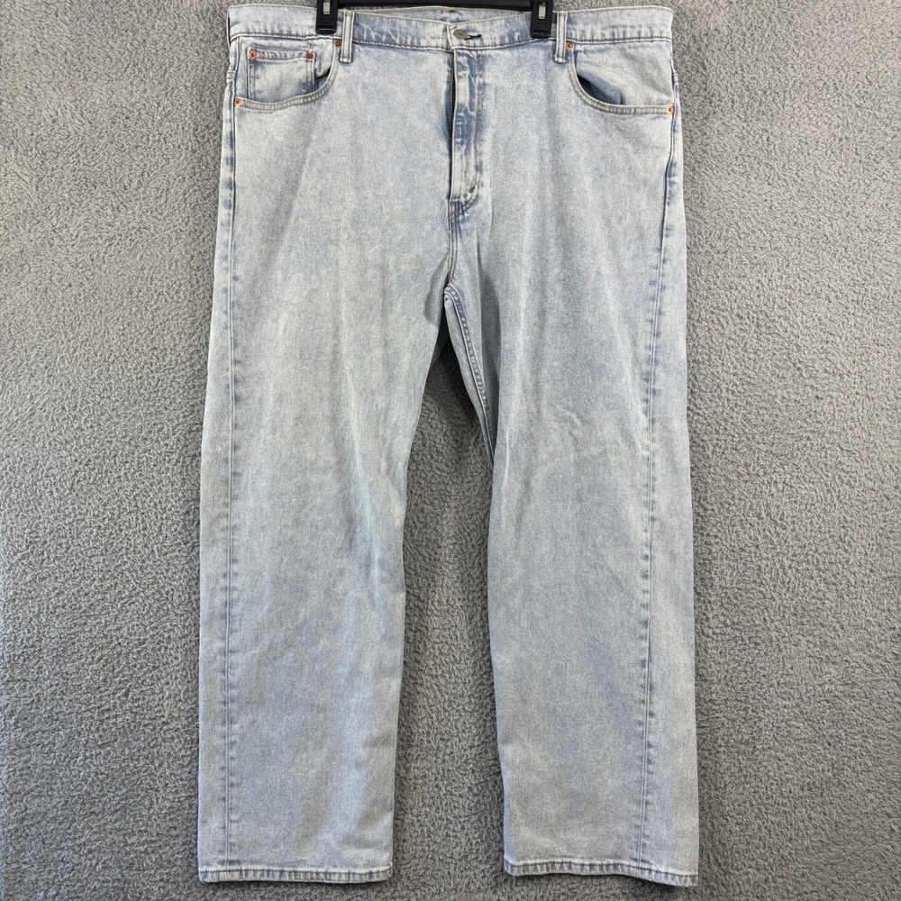 Levis 569‎ Loose Straight Fit Jeans Mens 44x32 Light Wash Blue Stretch Denim